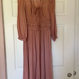 Chic Long Sleeve Midi Dress in Rose